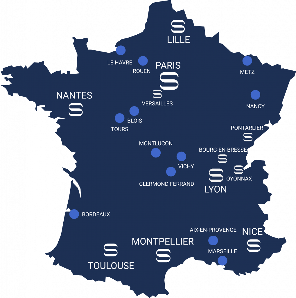 Carte France juillet 2023 1019x1024 - Bureaux Simon Associés, en France et à l'International